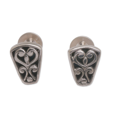 Spiral Motif Sterling Silver Stud Earrings from Bali