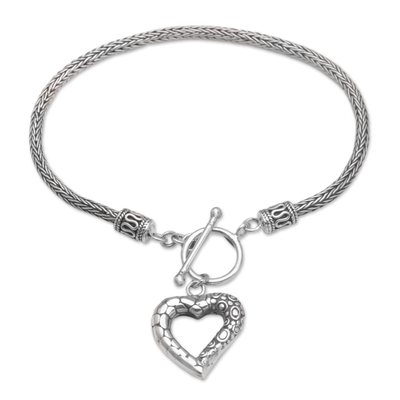 Sterling Silver Heart Charm Bracelet Crafted in Bali