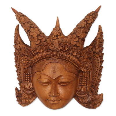 Suar Wood Wall Mask of a Legong Kraton Dancer from Bali