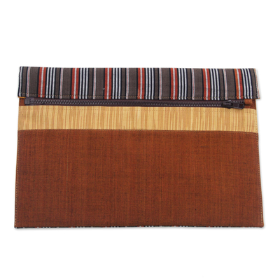 100% Cotton Brown Striped Tablet Sleeve from Indonesia