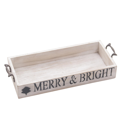 Inspirational Wood Decorative Tray with Handles from Java