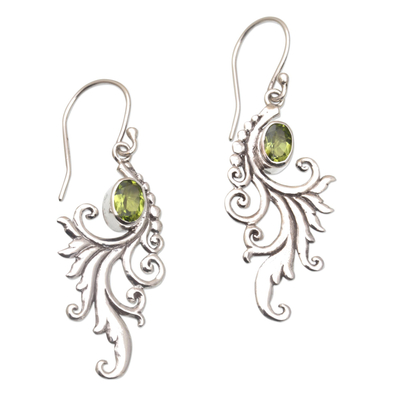 Peridot and Sterling Silver Dangle Earrings from Bali