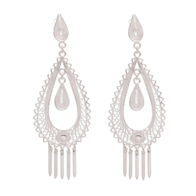 Filigree Sterling Silver Dangle Earrings Handmade in Java