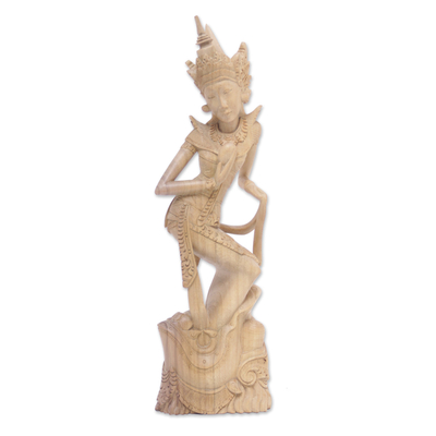 Hand Crafted Balinese Folklore Wood Statuette from Indonesia