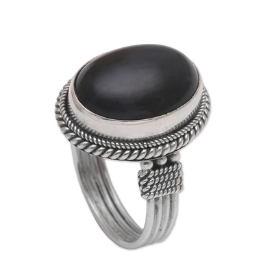Onyx and Sterling Silver Cocktail Ring Handmade in Bali