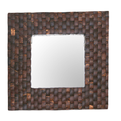Coconut Shell Square Wall Mirror Handmade in Indonesia