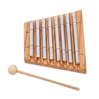 Teak Wood and Stainless Steel Xylophone from Bali