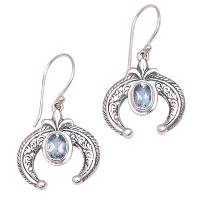Indonesian Blue Topaz and Sterling Silver Dangle Earrings