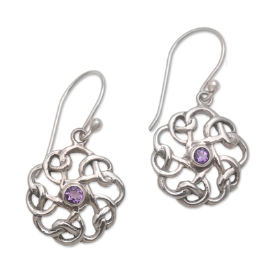 Sterling Silver Amethyst Tangled Petals Dangle Earrings