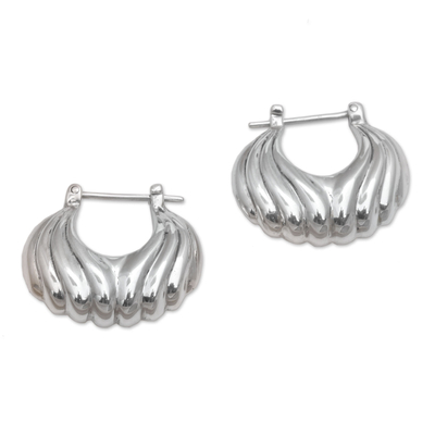 Sterling Silver Daylight Seashells Hoop Earrings
