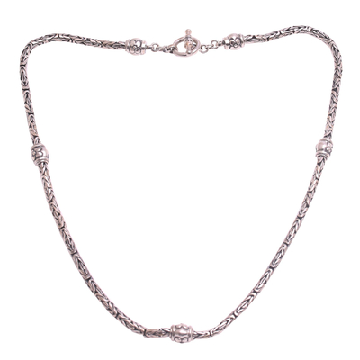 Floral Sterling Silver Station Necklace from Bali