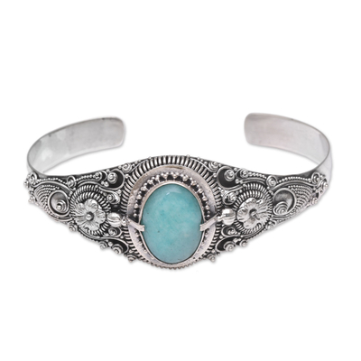 Floral Amazonite Cuff Bracelet Crafted in Indonesia
