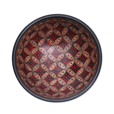 Indonesian Batik Wood Decorative Bowl