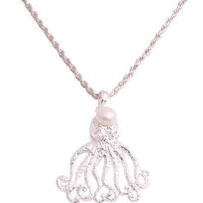 Cultured Pearl Octopus Pendant Necklace Crafted in Bali