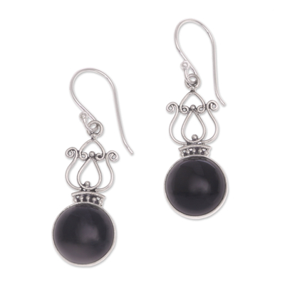 Handcrafted Onyx and Sterling Silver Dangle Earrings