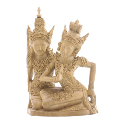 Hand-Carved Wood Sculpture of Rama and Sita from Bali