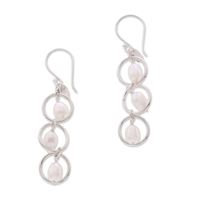 Sterling Silver Cultured Freshwater Pearl Dangle Earrings