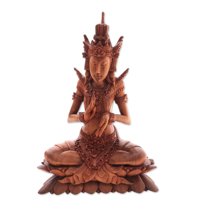 Suar Wood Sculpture of Hindu God Indra from Bali