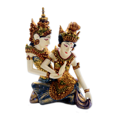 Rama and Sita Handcrafted Wood Statuette from Bali