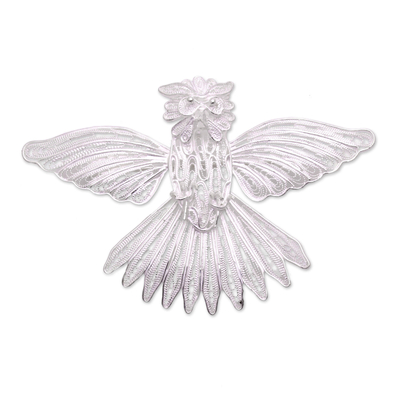 Handcrafted Sterling Silver Garuda Filigree Bird Brooch