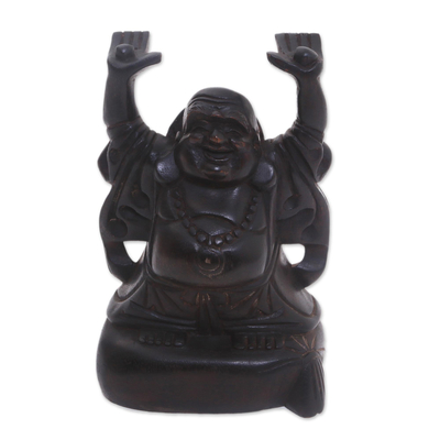 Dark Brown Suar Wood Buddha Sculpture from Bali