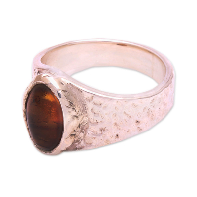 Eye-Shaped Amber Cocktail Ring from Bali