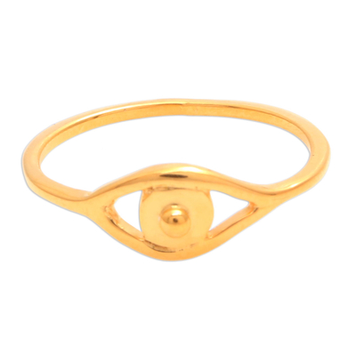Gold Plated Sterling Silver Eye Band Ring from Bali