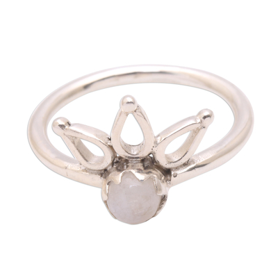 Crown Motif Moonstone Cocktail Ring from Bali