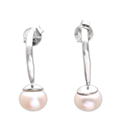 White Cultured Pearl Drop Earrings from Bali