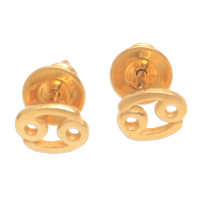 18k Gold Plated Sterling Silver Cancer Stud Earrings