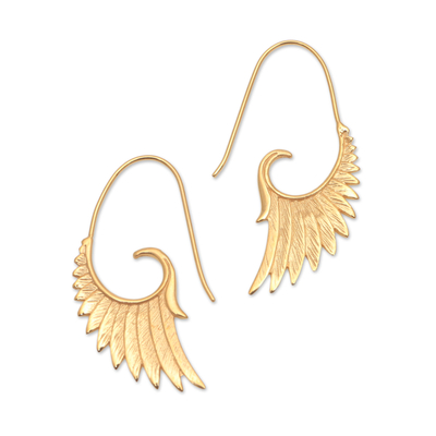 18k Gold Plated Sterling Silver Wing Half-Hoop Earrings