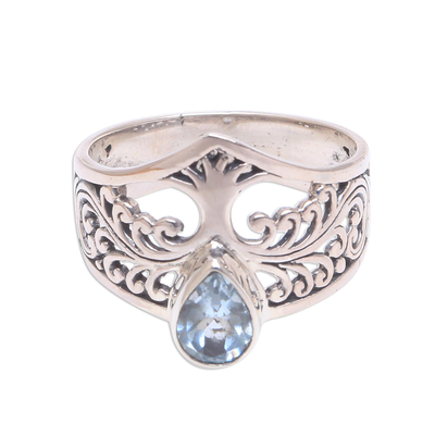 Tree-Themed Blue Topaz Cocktail Ring from Bali