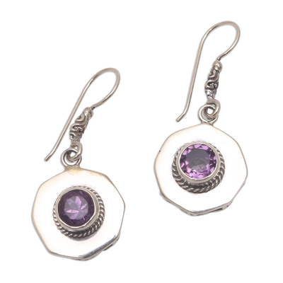 Circular Amethyst Dangle Earrings from Bali