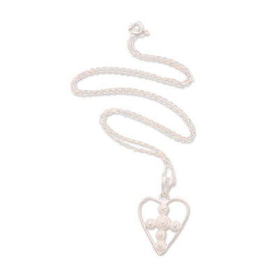 Sterling Silver Filigree Heart Necklace from Java