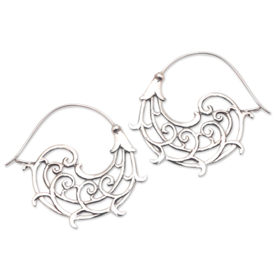 Openwork Swirl Sterling Silver Hoop Earrings from Bali