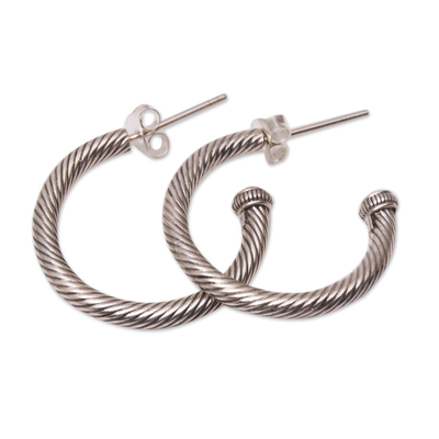 Gold-Accented Sterling Silver Half-Hoop Earrings from Bali