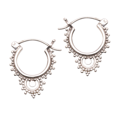 Bubble Pattern Sterling Silver Hoop Earrings from Bali