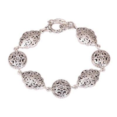 Vine Pattern Sterling Silver Link Bracelet from Bali