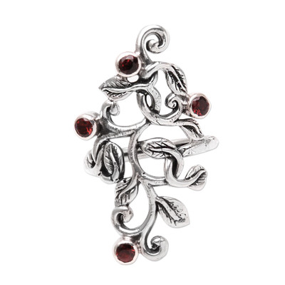 Leaf Motif Garnet Cocktail Ring from Java