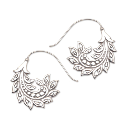 Pod Motif Sterling Silver Half-Hoop Earrings from Bali