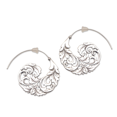 Sterling Silver Vine Half-Hoop Earrings from Bali