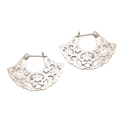 Frilly Sterling Silver Hoop Earrings from Bali