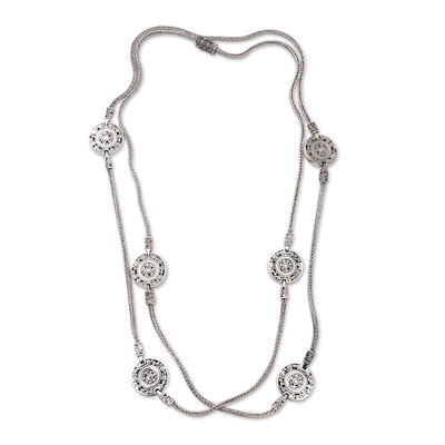 Sterling Silver Long Station Necklace from Bali