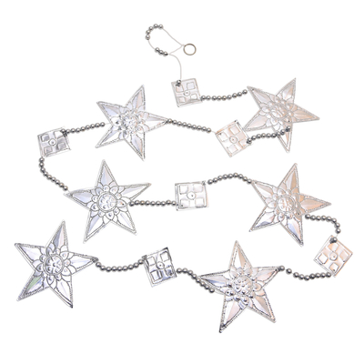 3 Star-Shaped Aluminum Ornament Garlands from Bali