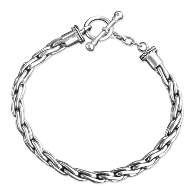 Handmade Braided Sterling Silver Chain Bracelet