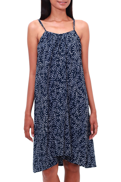 Batik Rayon Sundress in Midnight and White from Bali