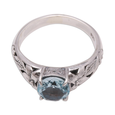 Floral Blue Topaz Single-Stone Ring from Bali