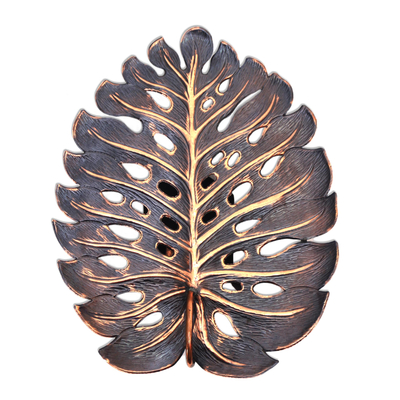 Leaf-Shaped Copper Wall Sconce from Java