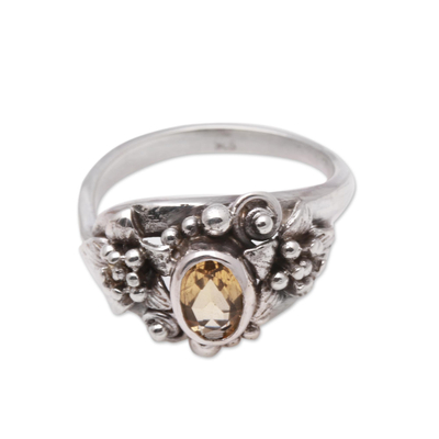 Lotus Flower Citrine Cocktail Ring from Bali