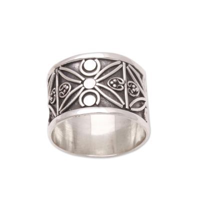 Patterned Sterling Silver Band Ring from Bali